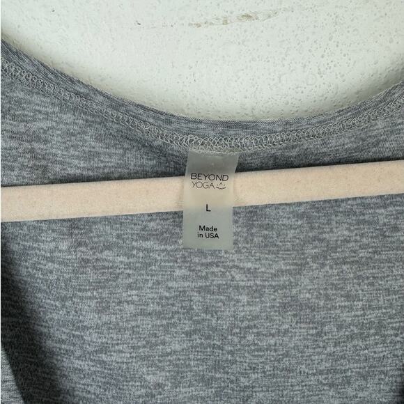 Beyond Yoga Gray Plunge V-Neck Sleeveless Gray Jersey Tank Top Womens Sz L - Picture 4 of 6